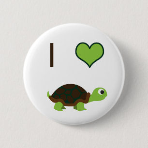 Badge Rond 5 Cm J'aime les tortues