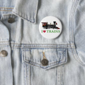 Badge Rond 5 Cm J'aime les trains (En situation)