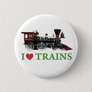Badge Rond 5 Cm J'aime les trains
