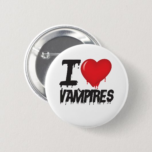 Badge Rond 5 Cm J'aime les vampires (Devant & derrière)
