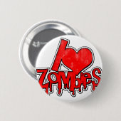 Badge Rond 5 Cm J'aime les Zombies (Devant & derrière)