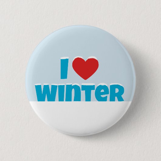 Badge Rond 5 Cm J'aime l'hiver (Devant)