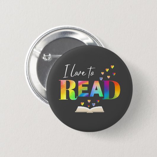 Badge Rond 5 Cm J'Aime Lire (Devant & derrière)