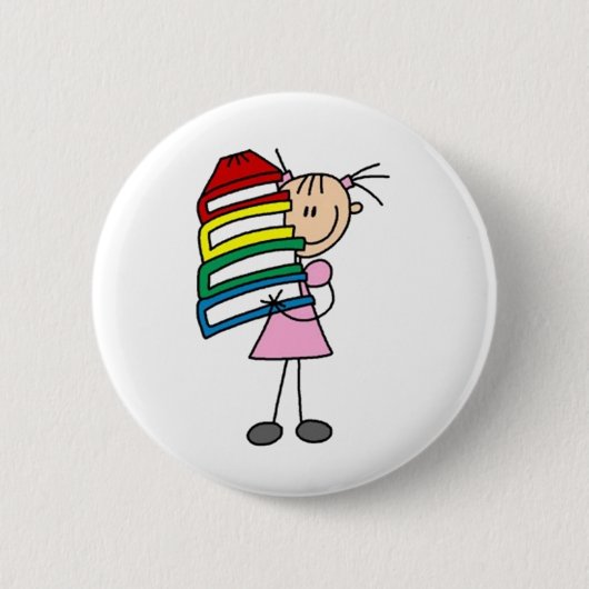 Badge Rond 5 Cm J'Aime Lire La Figure De Stick (Devant)