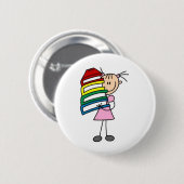 Badge Rond 5 Cm J'Aime Lire La Figure De Stick (Devant & derrière)