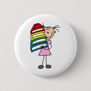 Badge Rond 5 Cm J'Aime Lire La Figure De Stick