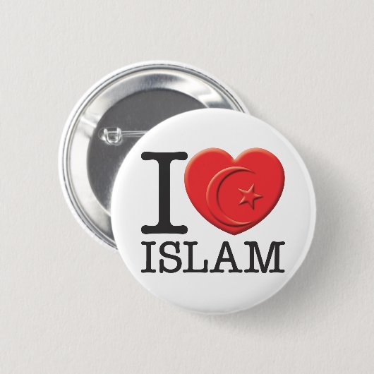 Badge Rond 5 Cm J'aime l'Islam (Devant & derrière)