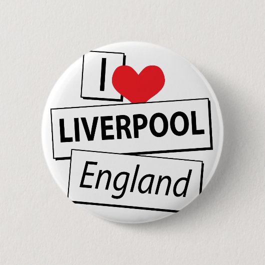 Badge Rond 5 Cm J'aime Liverpool Angleterre (Devant)