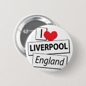 Badge Rond 5 Cm J'aime Liverpool Angleterre (Devant & derrière)