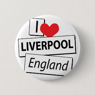 Badge Rond 5 Cm J'aime Liverpool Angleterre