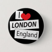 Badge Rond 5 Cm J'aime Londres Angleterre (Devant)