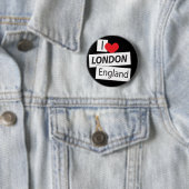 Badge Rond 5 Cm J'aime Londres Angleterre (En situation)