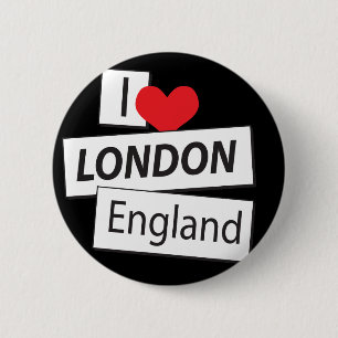 Badge Rond 5 Cm J'aime Londres Angleterre