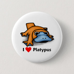 Badge Rond 5 Cm J'aime l'ornithorynque