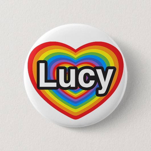 Badge Rond 5 Cm J'aime Lucy. Je t'aime Lucy. Coeur (Devant)