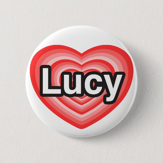 Badge Rond 5 Cm J'aime Lucy. Je t'aime Lucy. Coeur (Devant)