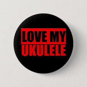 Badge Rond 5 Cm J'aime l'ukulélé