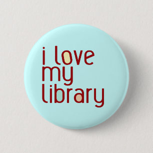 Badge Rond 5 Cm J'aime ma bibliothèque