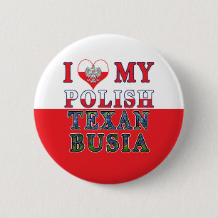 Badge Rond 5 Cm J'Aime Ma Busia Texane Polonaise