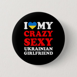 Badge Rond 5 Cm J'aime ma copine ukrainienne folle Y drôle