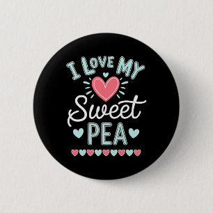 Badge Rond 5 Cm J'aime ma douce pois mignonne Fête des mères
