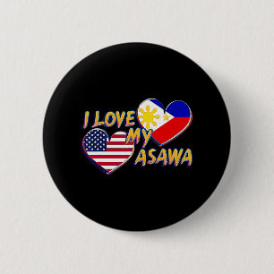 Badge Rond 5 Cm J'Aime Ma Femme Philippine Américaine Filipino Asa