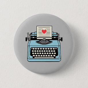 Badge Rond 5 Cm J'aime ma machine à écrire