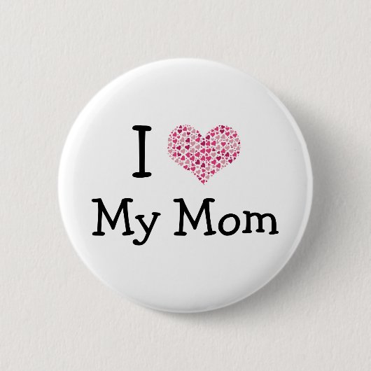 Badge Rond 5 Cm J'Aime Ma Mère Pinback (Devant)