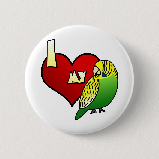 Badge Rond 5 Cm J'aime ma perruche (Devant)