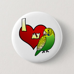 Badge Rond 5 Cm J'aime ma perruche