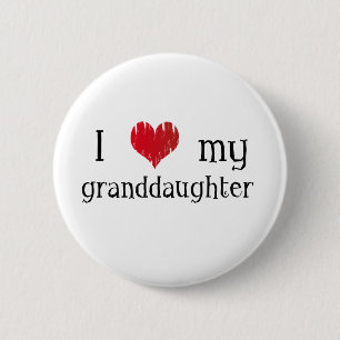 Badge Rond 5 Cm J'aime ma petite-fille