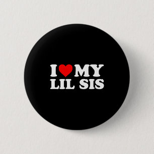 Badge Rond 5 Cm J'aime ma petite soeur coeur rouge
