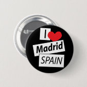 Badge Rond 5 Cm J'aime Madrid Espagne (Devant & derrière)