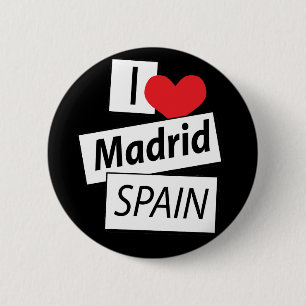 Badge Rond 5 Cm J'aime Madrid Espagne
