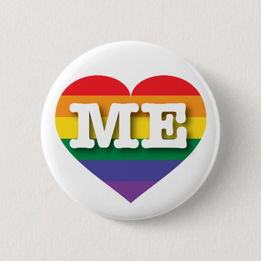 Badge Rond 5 Cm J'aime Maine Gay pride Rainbow Heart (Devant)
