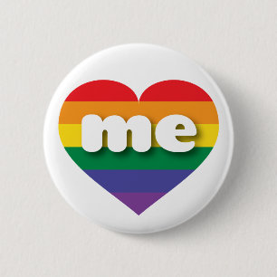Badge Rond 5 Cm J'aime Maine Gay pride Rainbow Heart