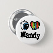 Badge Rond 5 Cm J'aime Mandy (Devant & derrière)
