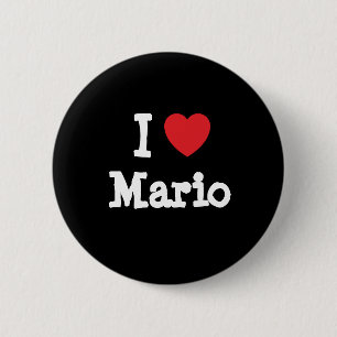 Badge Rond 5 Cm J'aime Mario coeur personnalisé