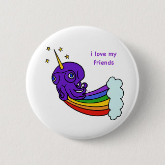 Badge Rond 5 Cm j'aime mes amis bouton octopus