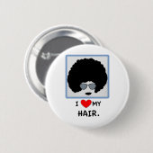Badge Rond 5 Cm J'aime mes cheveux - Afro (Devant & derrière)