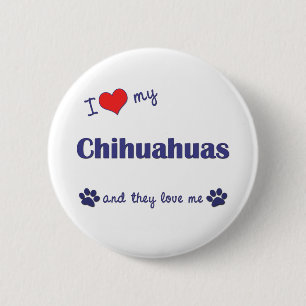 Badge Rond 5 Cm J'aime mes chiwawas (les chiens multiples)