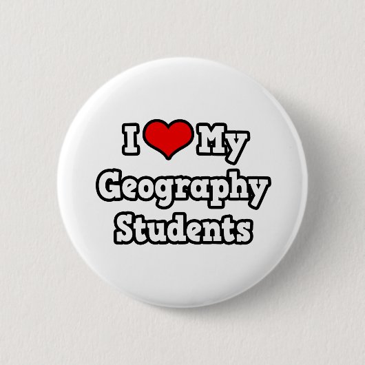 Badge Rond 5 Cm J'aime mes étudiants en géographie (Devant)