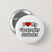 Badge Rond 5 Cm J'aime mes étudiants en géographie (Devant & derrière)