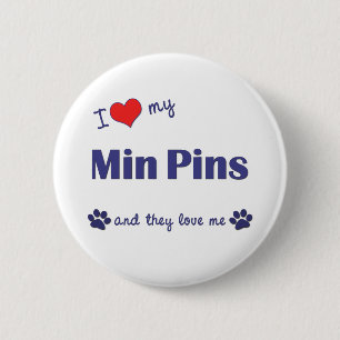 Badge Rond 5 Cm J'aime mes goupilles minimum (les chiens