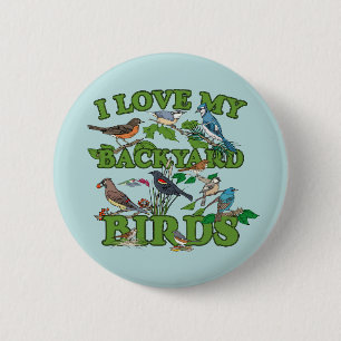 Badge Rond 5 Cm J'aime mes oiseaux Jardins