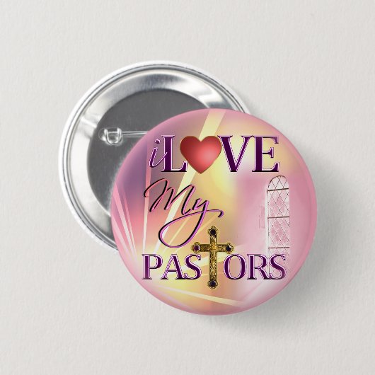Badge Rond 5 Cm J'aime mes pasteurs (Devant & derrière)
