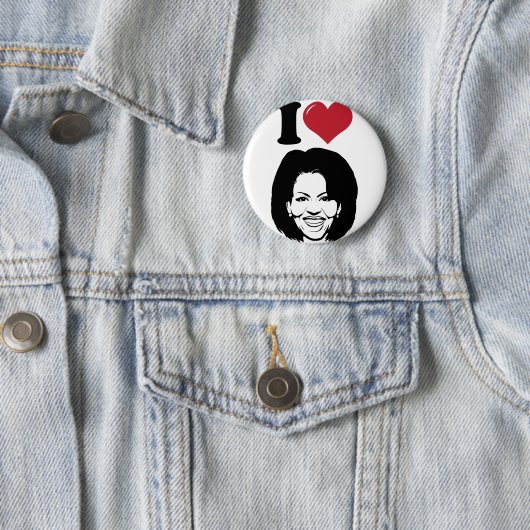 Badge Rond 5 Cm J'aime Michelle Obama (En situation)