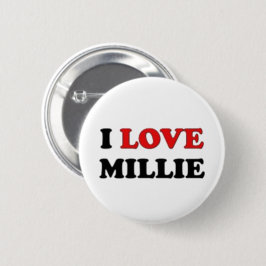Badge Rond 5 Cm J'aime Millie (Devant & derrière)