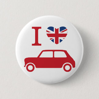 Badge Rond 5 Cm J'aime Mini Coopers - Rouge