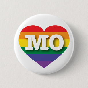 Badge Rond 5 Cm J'aime Missouri Gay pride Rainbow Heart